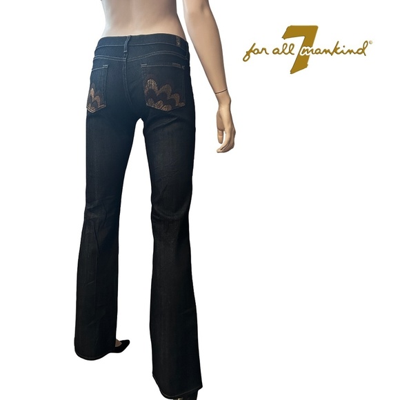 7 FOR ALL MANKIND Jeans Bootcut Pants Low Rise Gold Pocket Vintage Made USA NWOT - Picture 1 of 16